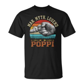Vintage Poppi Man Myth Legend Daddy Grandpa Gift Ideas Unisex T-Shirt | Mazezy