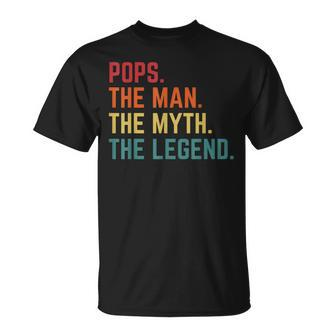 Vintage Pops Man Myth Legend Daddy Grandpa Fathers Day Unisex T-Shirt | Mazezy AU