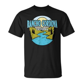 Vintage Rancho Cordova California River Valley Print T-Shirt | Mazezy
