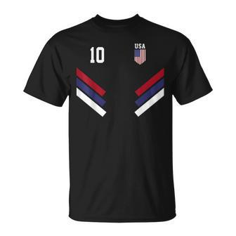 Vintage Retro 10 American Football Usa Flag Soccer Jersey Unisex T-Shirt - Seseable