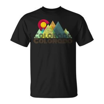 Vintage Retro Colorado Flag Mountain T-Shirt | Mazezy