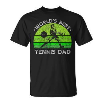 Vintage Retro Worlds Best Tennis Dad Silhouette Sunset Gift  Unisex T-Shirt