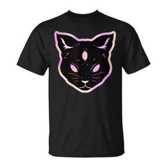 Vintage Scary Halloween Black Cat Costume Witch Moon Kitty Moon Funny Gifts Unisex T-Shirt | Mazezy