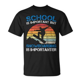 Vintage School Is Important But Snowboarding Is Importanter T-Shirt | Mazezy