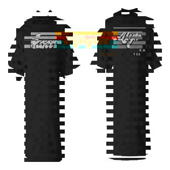 Vintage Sunset Stripes Alleyton Texas T-Shirt | Mazezy