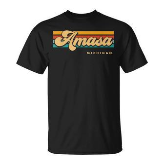 Vintage Sunset Stripes Amasa Michigan T-Shirt | Mazezy