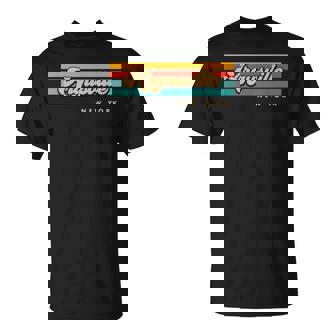 Vintage Sunset Stripes Argusville New York T-Shirt | Mazezy
