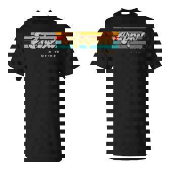 Vintage Sunset Stripes Arkport New York T-Shirt | Mazezy