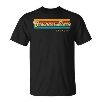 Vintage Sunset Stripes Gresham Park Georgia T-Shirt | Mazezy