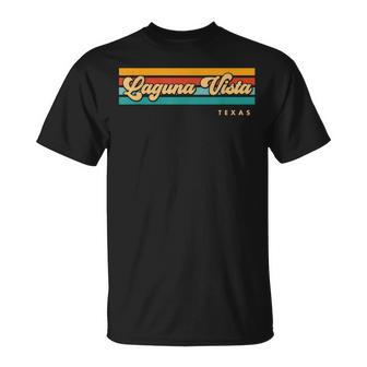 Vintage Sunset Stripes Laguna Vista Texas T-Shirt | Mazezy
