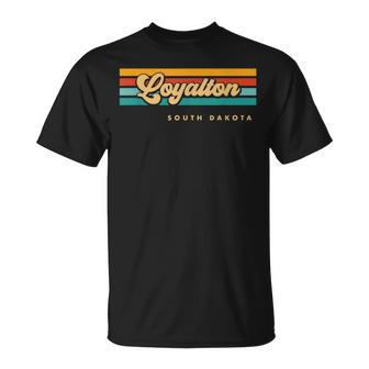 Vintage Sunset Stripes Loyalton South Dakota T-Shirt | Mazezy DE