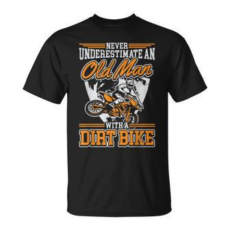 Vintage Never Underestimate An Old Guy On A Dirt Bike T-Shirt - Seseable