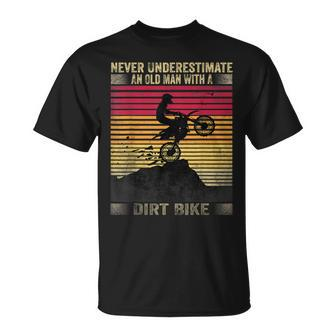 Vintage Never Underestimate An Old Man With A Dirt Bike T-Shirt - Seseable