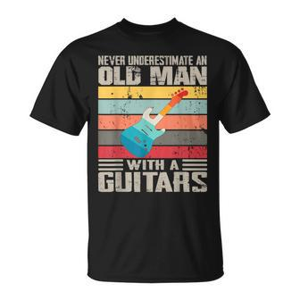 Vintage Never Underestimate An Old Man With Guitars Lovers T-Shirt | Mazezy