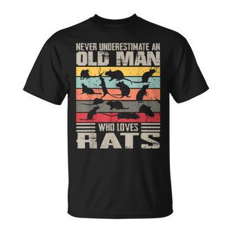 Vintage Never Underestimate An Old Man Who Loves Rats Cute T-Shirt - Seseable