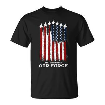 Vintage Us Air Force Veterans Usa American Flag 4Th Of July T-Shirt - Seseable