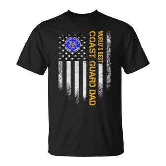 Vintage Usa American Flag Worlds Best Us Coast Guard Dad Funny Gifts For Dad Unisex T-Shirt | Mazezy