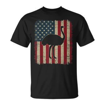 Vintage Usa Flag Ostrich Animals Lover Zookeeper Fathers Day Unisex T-Shirt | Mazezy