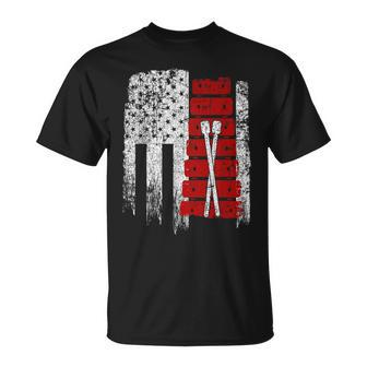 Vintage Usa Red White Xylophone Red-Flag White T-Shirt | Mazezy