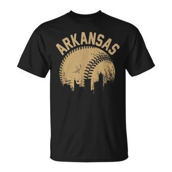 Vintage Usa State Fan Player Coach Arkansas Baseball T-Shirt | Mazezy AU