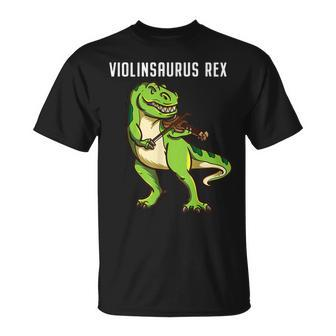 Violinist T Rex Dinosaur Violin Viola Music Lover T-Shirt | Mazezy