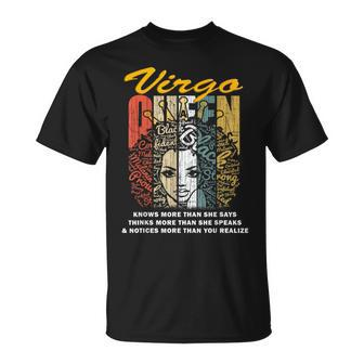 Virgo Queen Birthday Knows More Than She Says T-Shirt | Mazezy UK