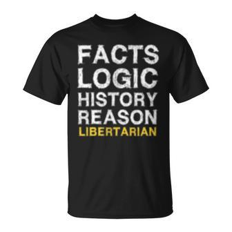 Votegold Vintage Distressed Libertarian - Facts & Logic Unisex T-Shirt | Mazezy