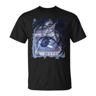 Wake Up To Reality In Japanese Vaporwave Retro Vibes T-Shirt - Monsterry