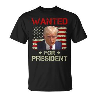 Wanted Donald Trump For President 2024 Usa Flag Vintage T-Shirt | Mazezy