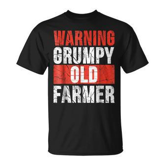 Warning Grumpy Old Farmer Funny Grandpa Farmer Unisex T-Shirt | Mazezy