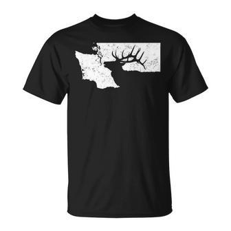 Washington Elk Hunting T Bull Elk State Shape T-Shirt | Mazezy