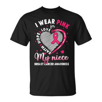 I Wear Pink For My Niece Breast Cancer Awareness Support T-Shirt - Thegiftio UK