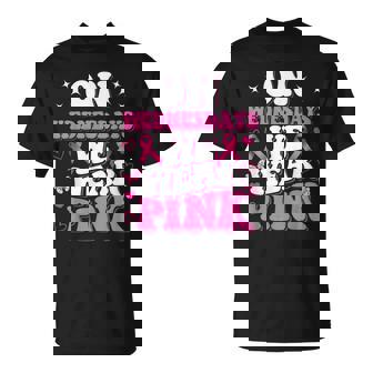 On Wednesday We Wear Pink Ribbon Breast Cancer Awareness T-Shirt - Thegiftio