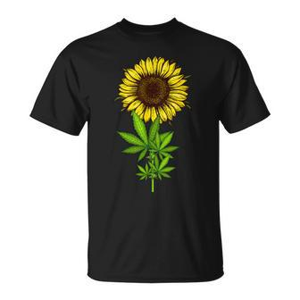 Weed Marijuana Leaf Cannabis Sunflower Funny Girls Mom Mama Unisex T-Shirt - Seseable