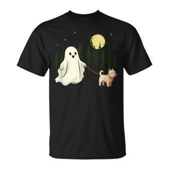 West Highland White Terrier Westie Walking Ghost Halloween T-Shirt - Monsterry CA