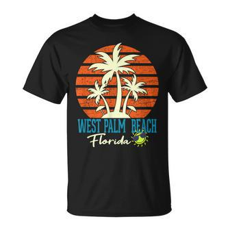 West Palm Beach Florida Beach Trees Orange Sunset T-Shirt | Mazezy