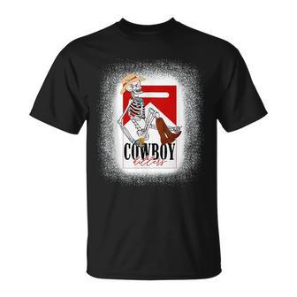 Western Cowboy Skeleton Punchy Killers Skull Rodeo Howdy Rodeo Funny Gifts Unisex T-Shirt | Mazezy