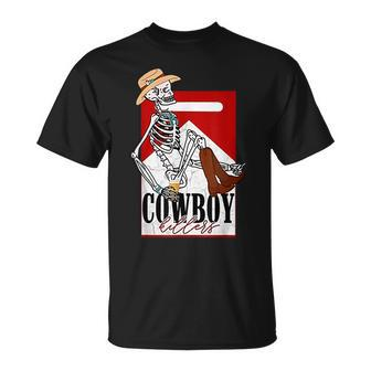 Western Cowgirl Horse Rodeo Punchy Cowboy Killers Skeleton Unisex T-Shirt | Mazezy