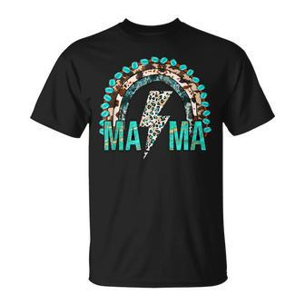 Western Cowhide Leopard Turquoise Rainbow Cowgirl Rodeo Mama Unisex T-Shirt | Mazezy