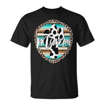 Western Mom Serape Cow Cactus Leopard Cowgirl Rodeo Mama Unisex T-Shirt | Mazezy