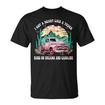 Western Sunset I Got A Heart Like A Truck Cowgirl Cowboy Gift For Womens Unisex T-Shirt | Mazezy