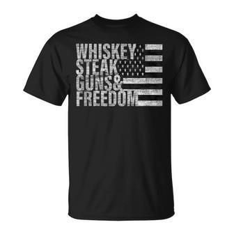 Whiskey Steak Guns & Freedom Flag  Unisex T-Shirt