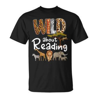Wild About Reading Books Reader Lover Bookworm Librarian Men T-Shirt | Mazezy