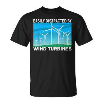 Windmill Easily Distracted By Wind Turbine Technician T-Shirt | Mazezy