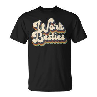 Work Friends Work Besties Matching Employee Coworker Retro Unisex T-Shirt | Mazezy
