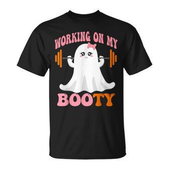 Working On My Booty Boo-Ty Ghost Boo Gym Lover Halloween T-Shirt - Monsterry CA