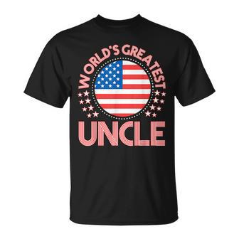 Worlds Greatest Uncle Usa Flag Gift Unisex T-Shirt | Mazezy