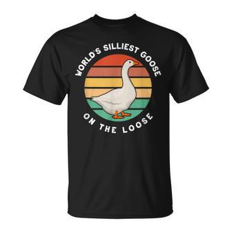 Worlds Silliest Goose On The Loose Funny Goose Farmer Unisex T-Shirt - Seseable