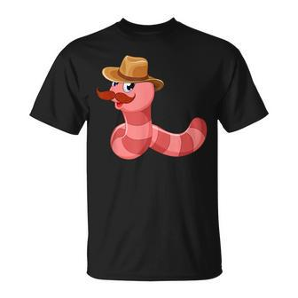 Worm With A Mustache Funny Worm With A Mustache Unisex T-Shirt - Seseable