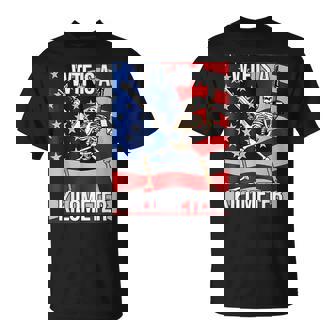 Wtf Is A Kilometer Us Usa American Flag Skeleton T-Shirt - Monsterry